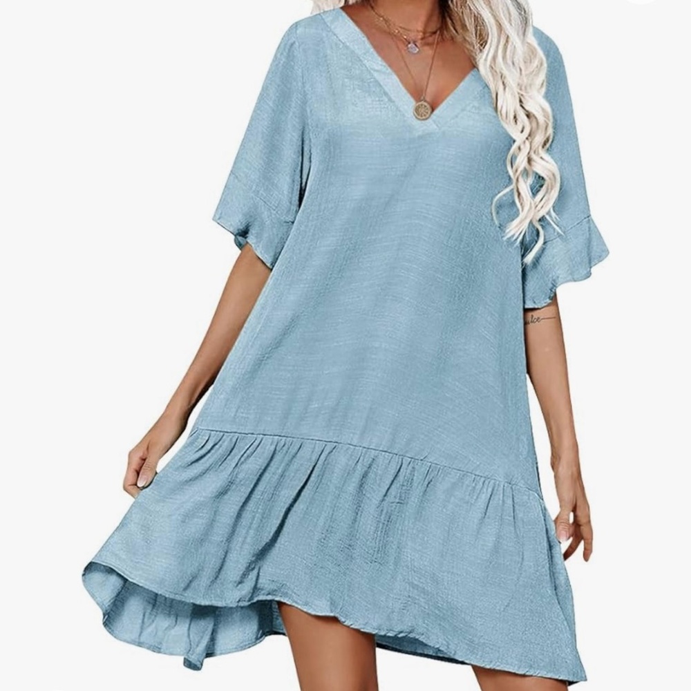 Sz XL-dress or swim coverup. Drop waist with flowy sleeves & oversized neck.